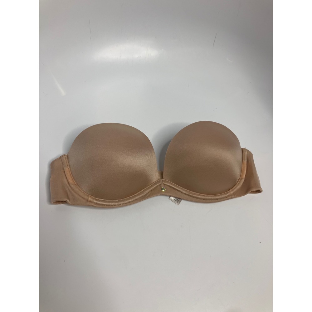 Victoria's Secret Strapless Bra Womens 32B Tan Excellent Underwire Rhinestone